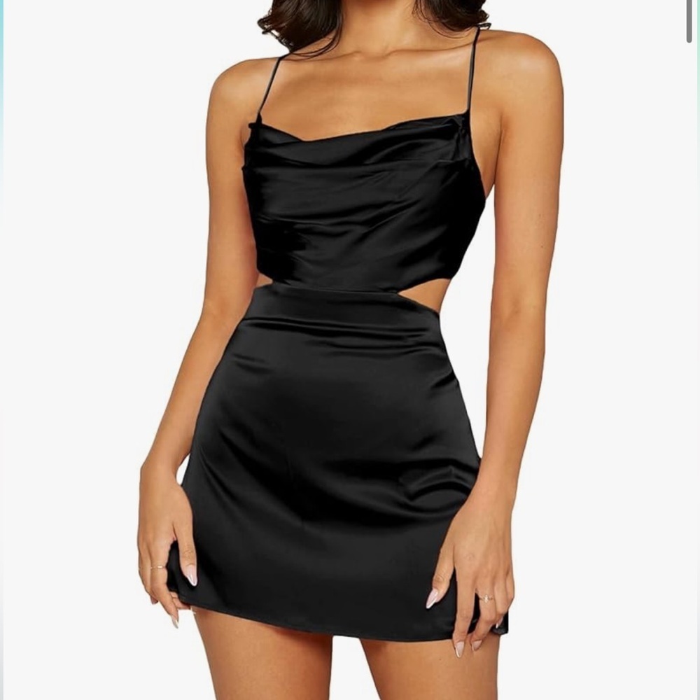 Draped cut out cross cross tie backless dress size large - Picture 1 of 5